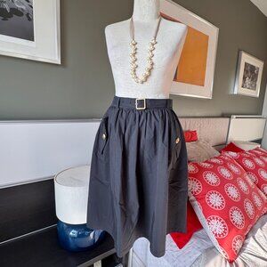 Burberry Blue Label Vintage Black Full Skirt Cotton Blend Sz 38 or SMALL     - U